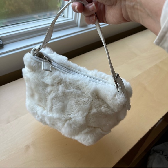 Made in Italy Genuine WHITE rabbit Fur Bag soft purchased from Rodeo Drive. - Picture 1 of 5